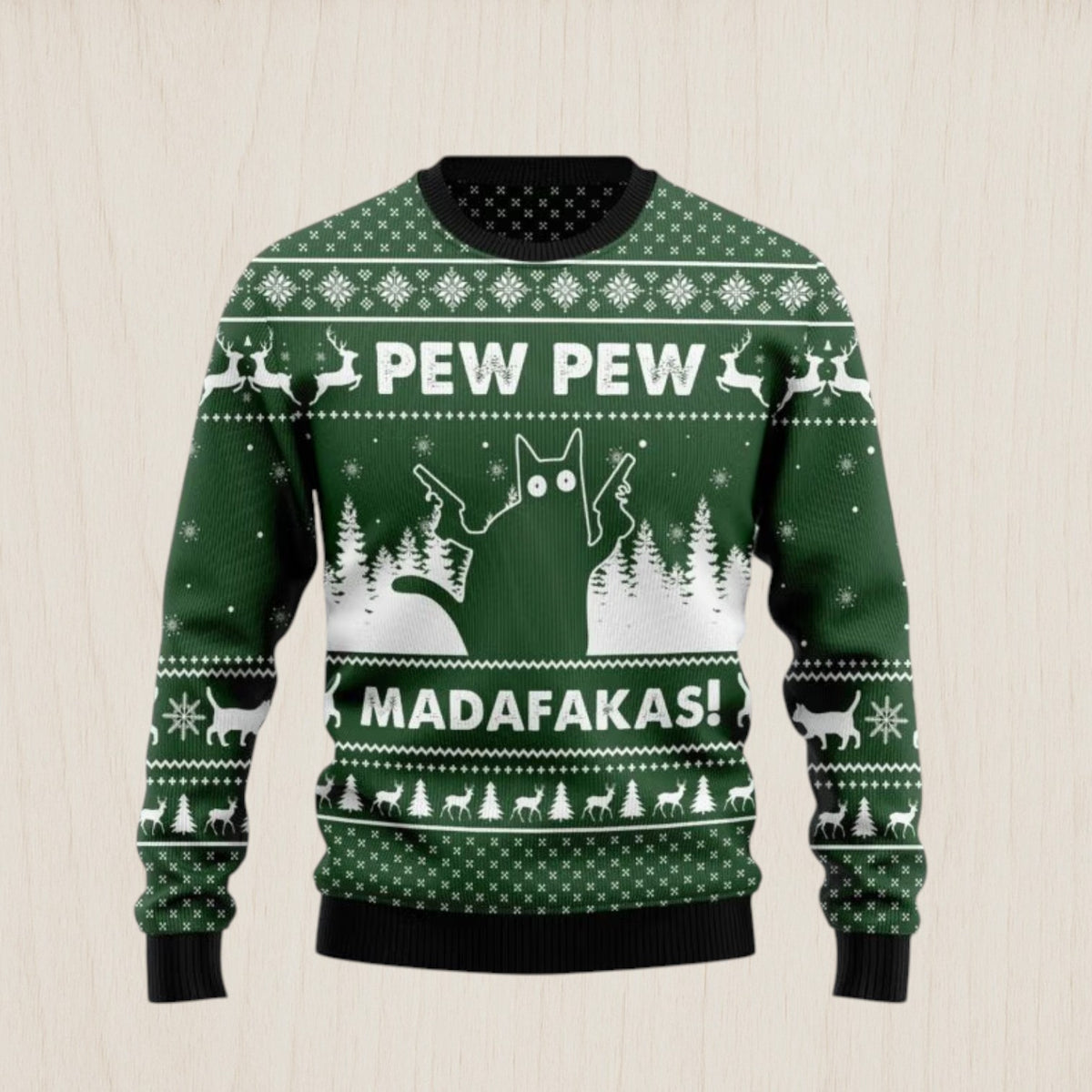 Cat Pew Pew Madafakas Ugly Christmas Sweater