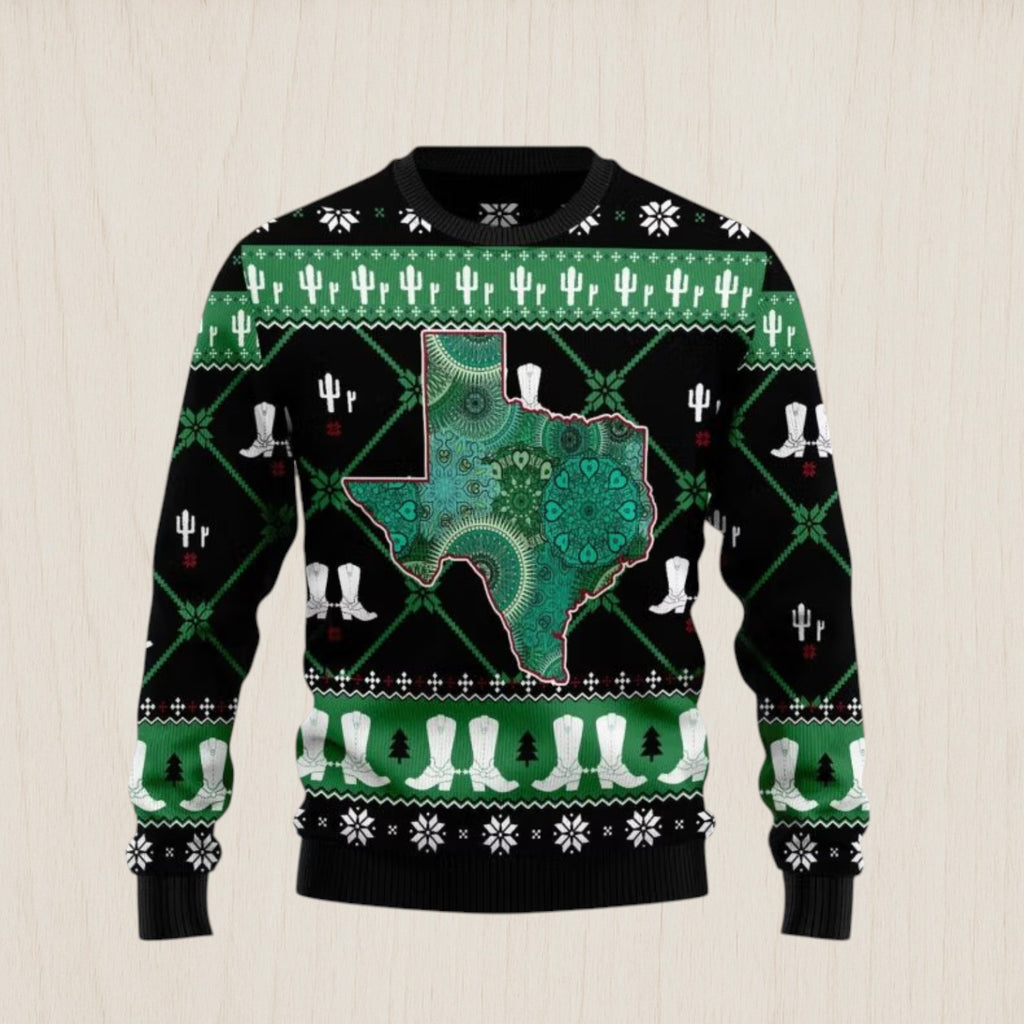 Texas USA Symbols Pattern Ugly Christmas Sweater