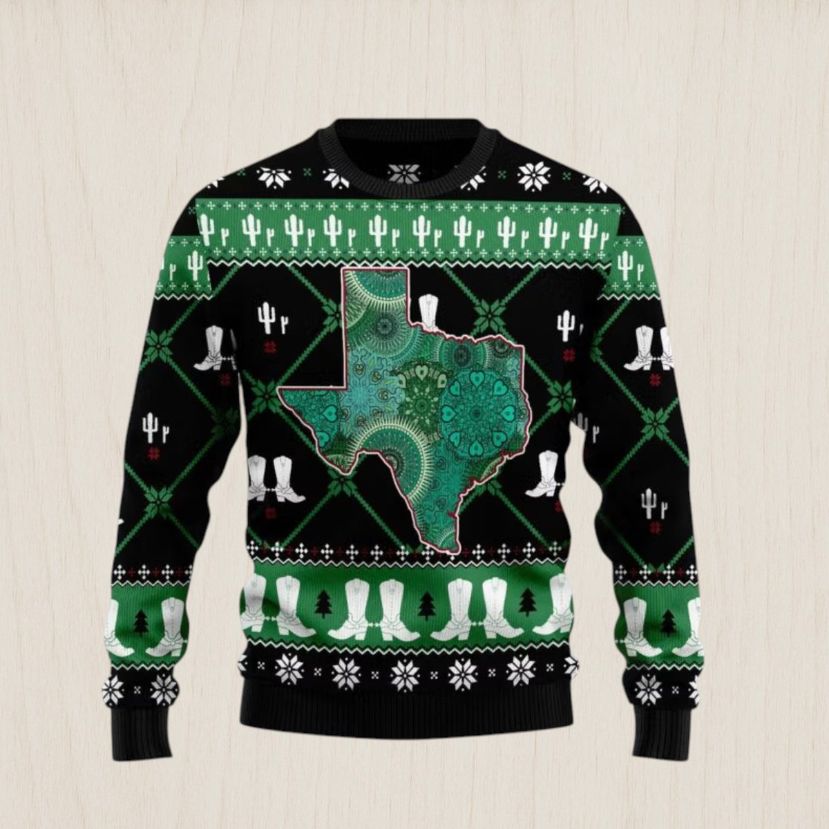 Texas USA Symbols Pattern Ugly Christmas Sweater