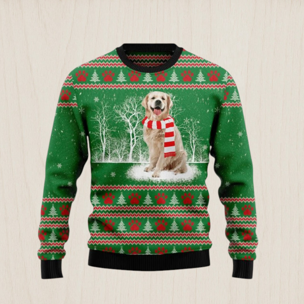 Golden Retriever Winter Ugly Christmas Sweater