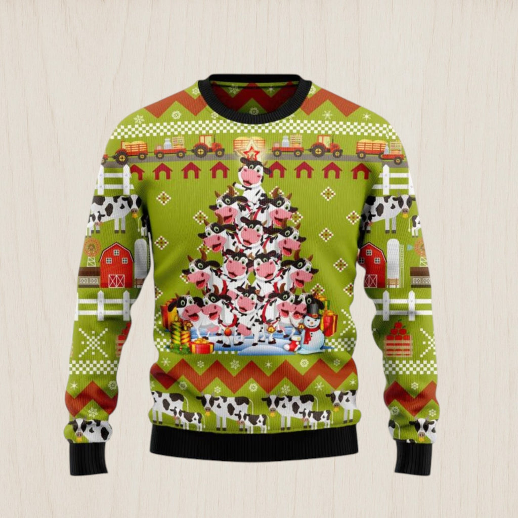Cow Pine Tree Christmas Ugly Christmas Sweater