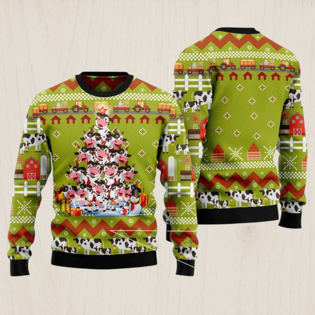 Cow Pine Tree Christmas Ugly Christmas Sweater
