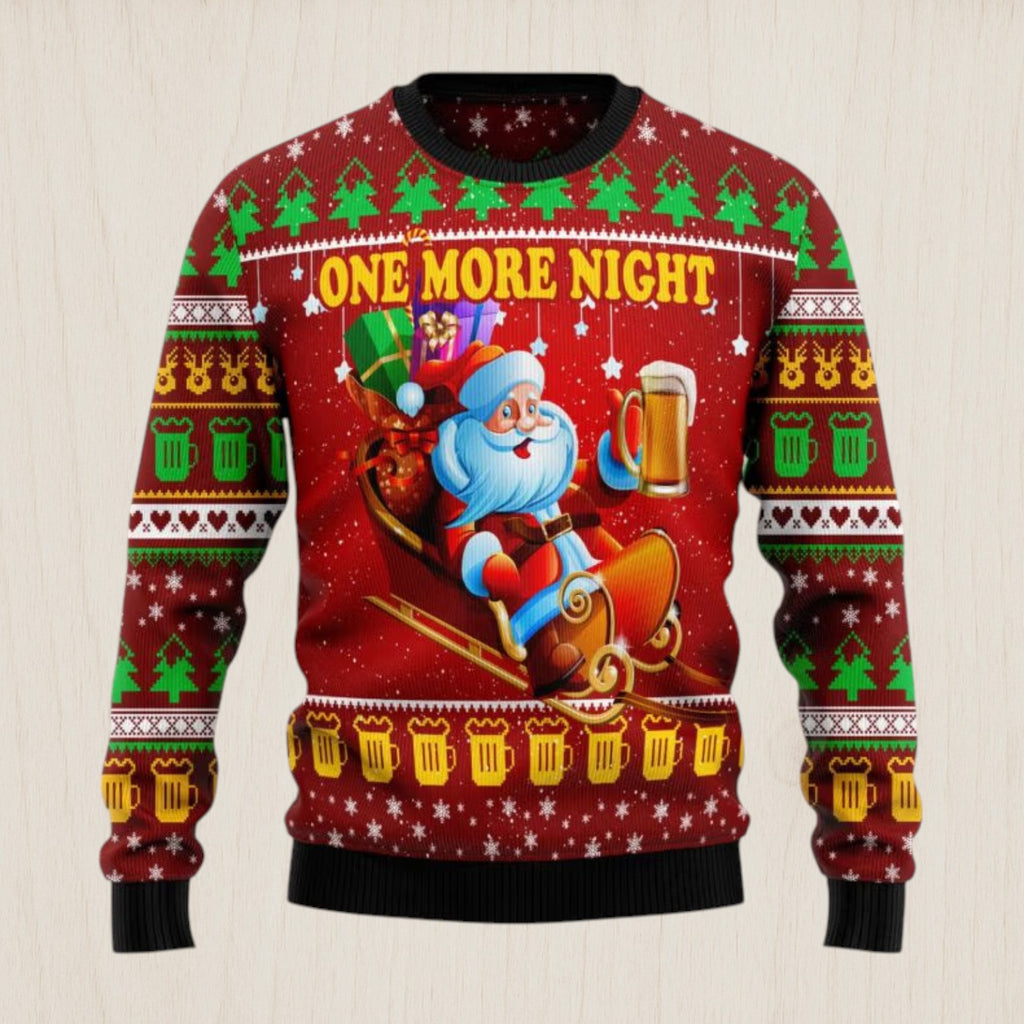 One More Night Beer Ugly Christmas Sweater