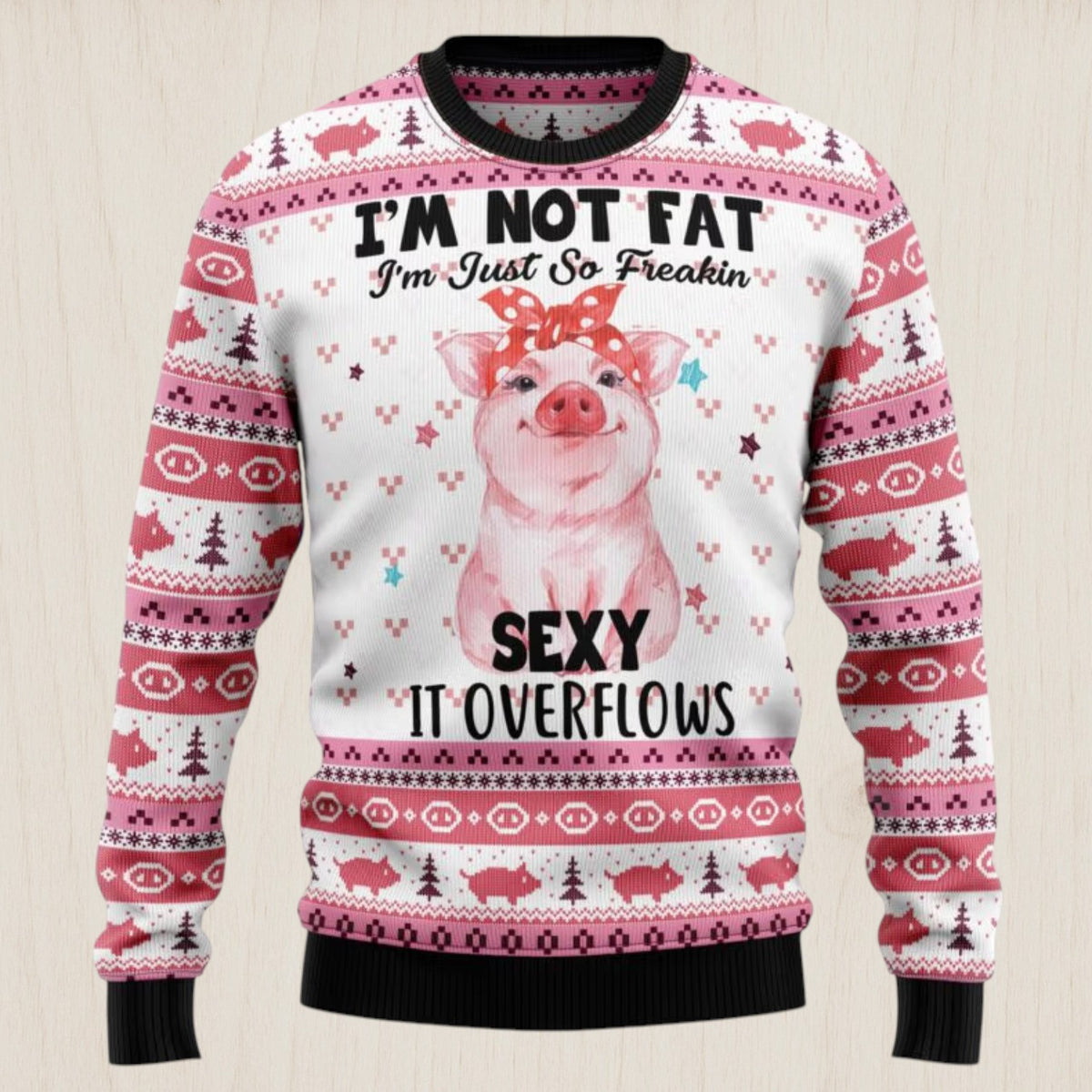 Pig Overflows Ugly Christmas Sweater