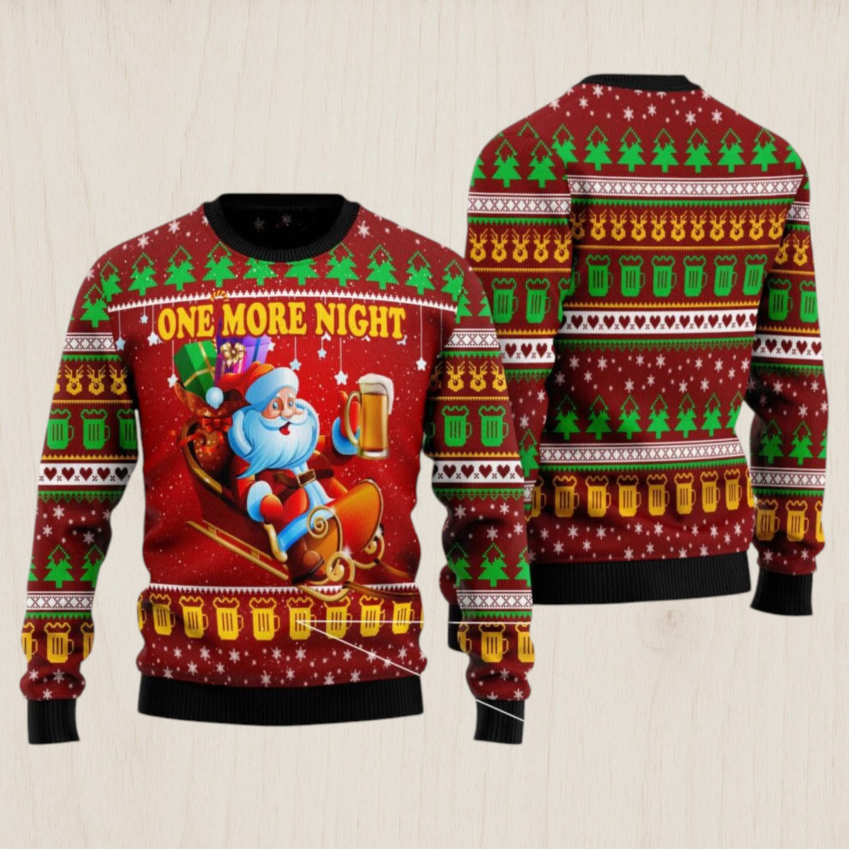 One More Night Beer Ugly Christmas Sweater