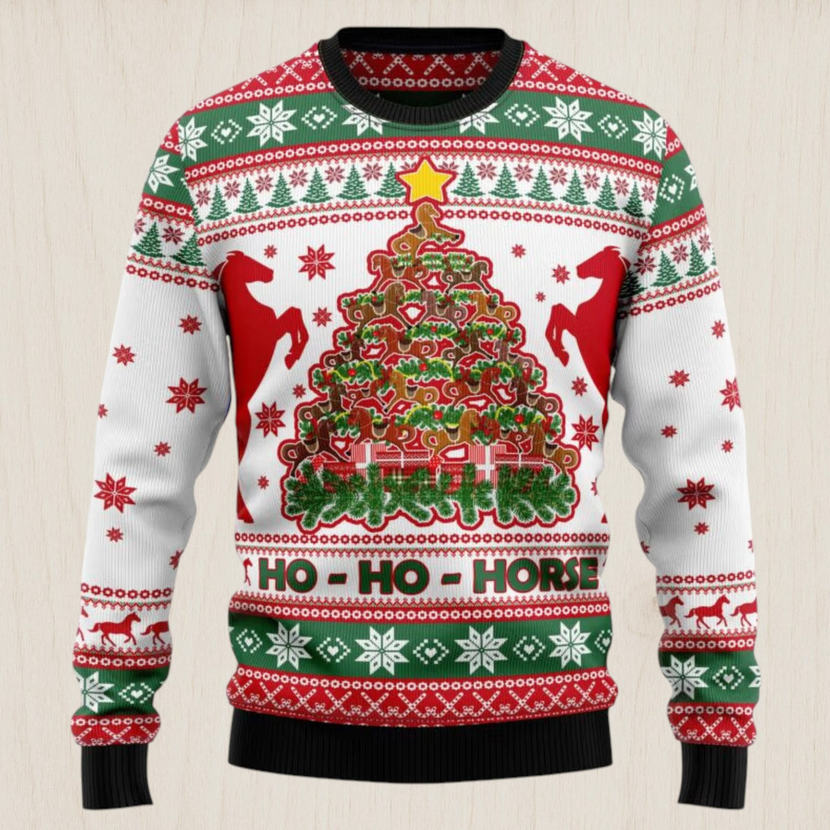 Horse Christmas Tree Ugly Christmas Sweater