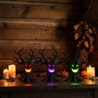 Skull tree LED tea light holder with glowing eyes, view 2