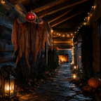 63-inch lighted pumpkin grim reaper hanging Halloween prop, view 5
