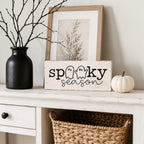 Rustic farmhouse Spooky Season ghost wooden sign, view 2