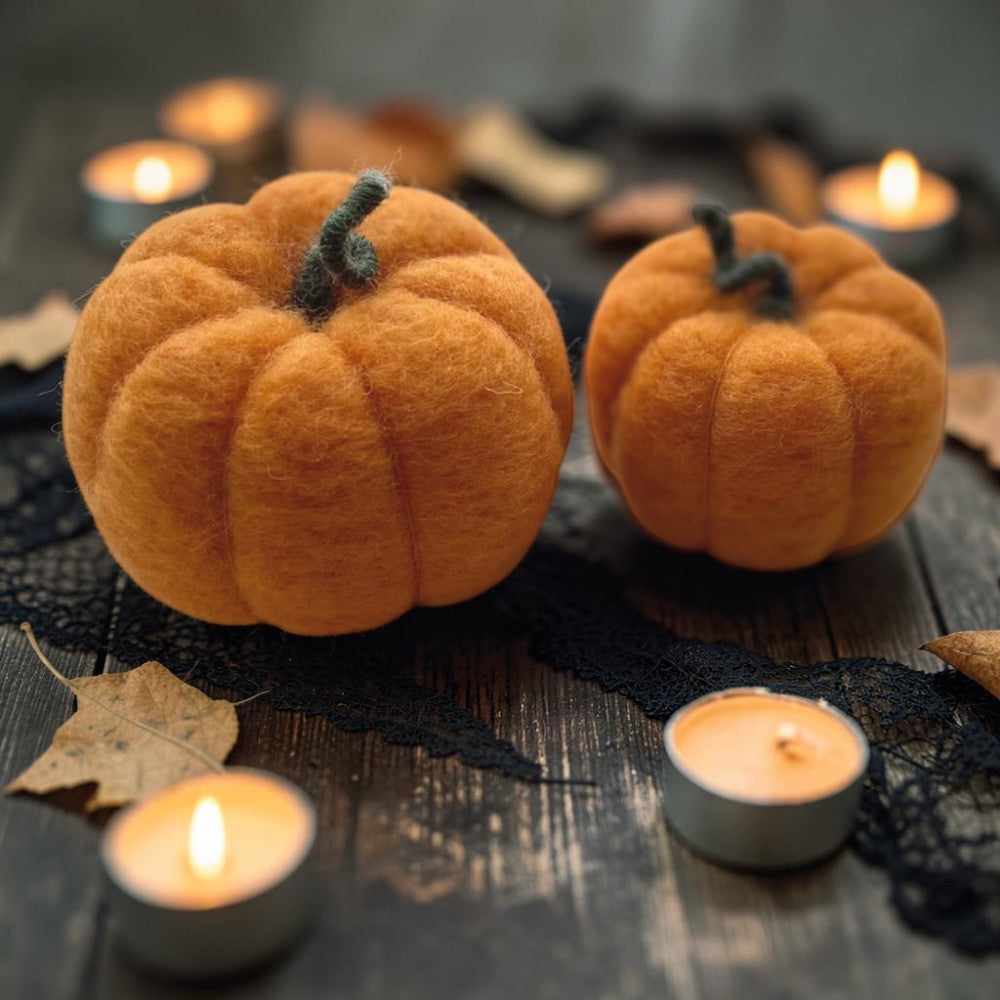 Needle felted wool autumn pumpkin decor, view 2