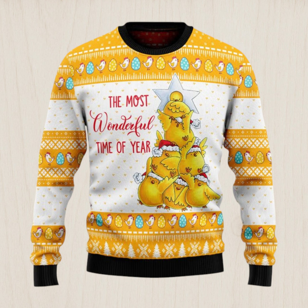 Wonderful Time Chicken Ugly Christmas Sweater