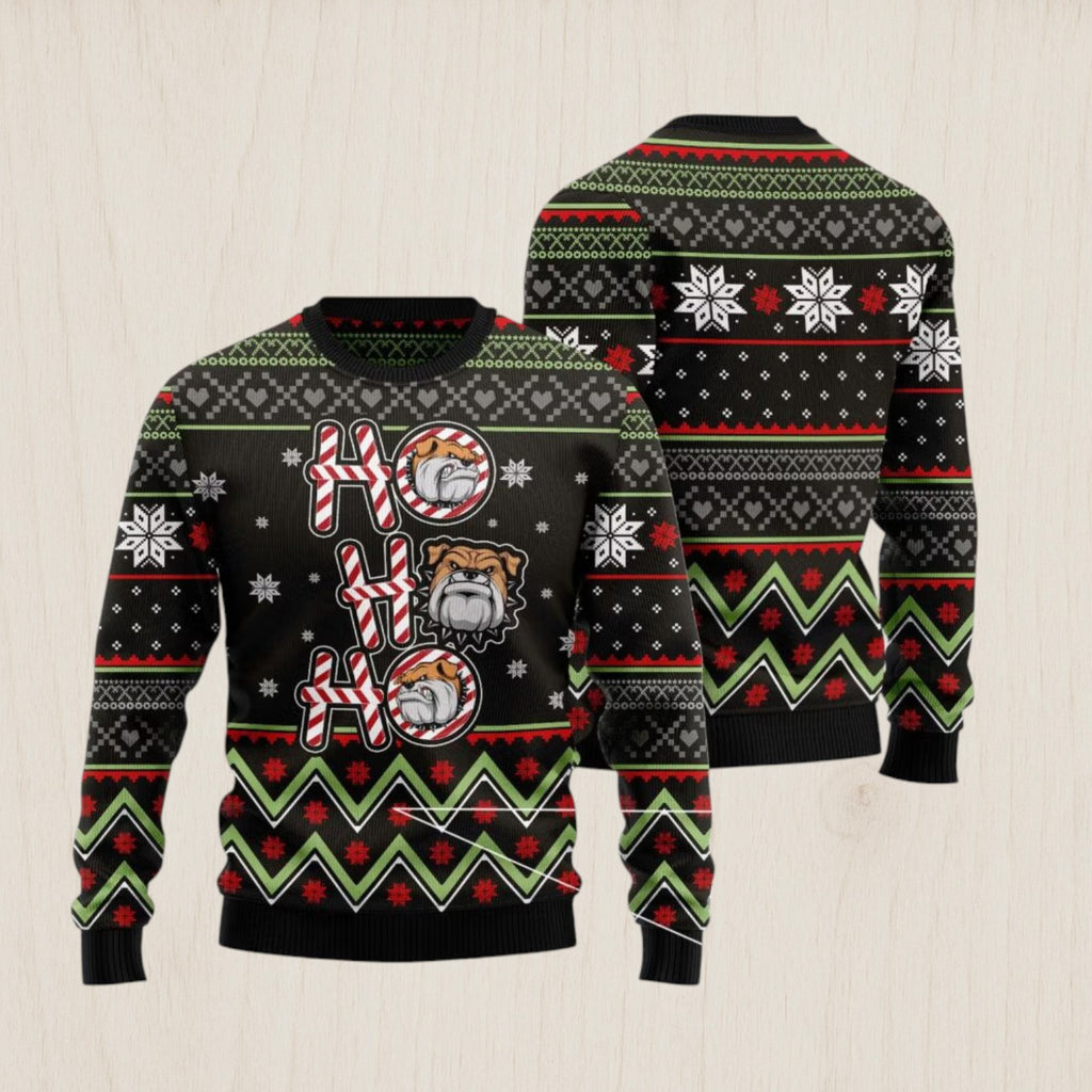 Bulldog Ho Ho Ho Ugly Christmas Sweater