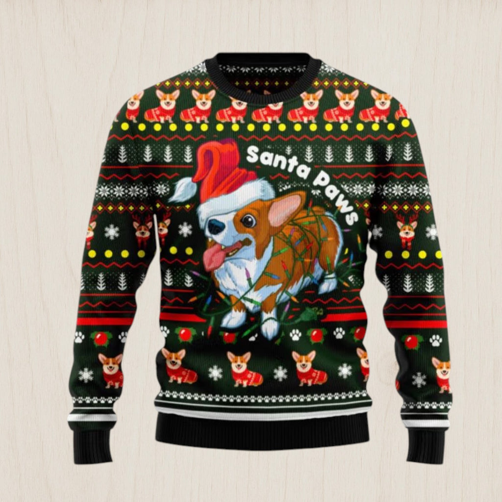 Pembroke Welsh Corgi Paws Ugly Christmas Sweater