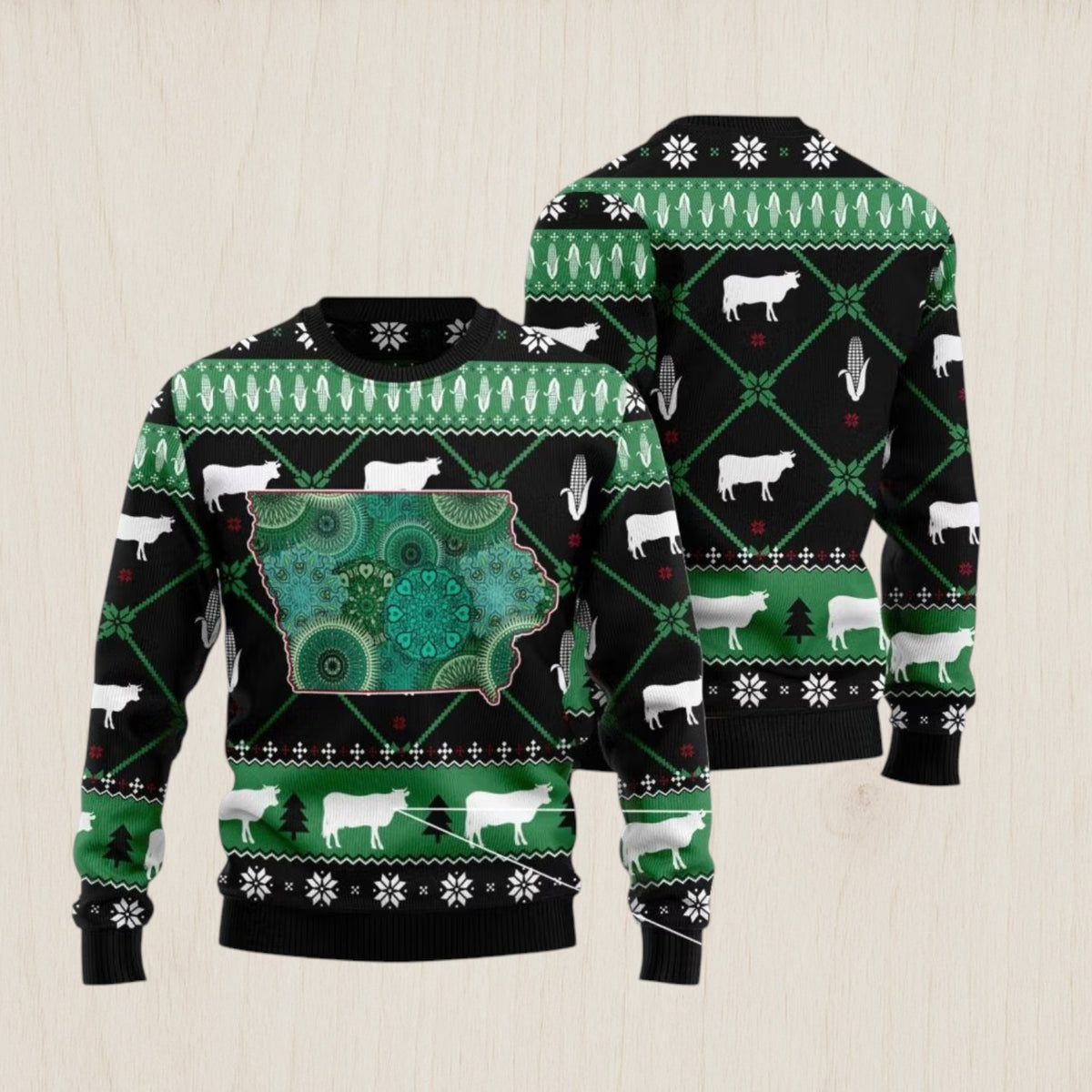 Iowa USA Symbols Pattern Ugly Christmas Sweater