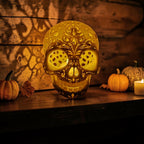Sugar skull LED tealight lantern, Day of the Dead decor, view 3