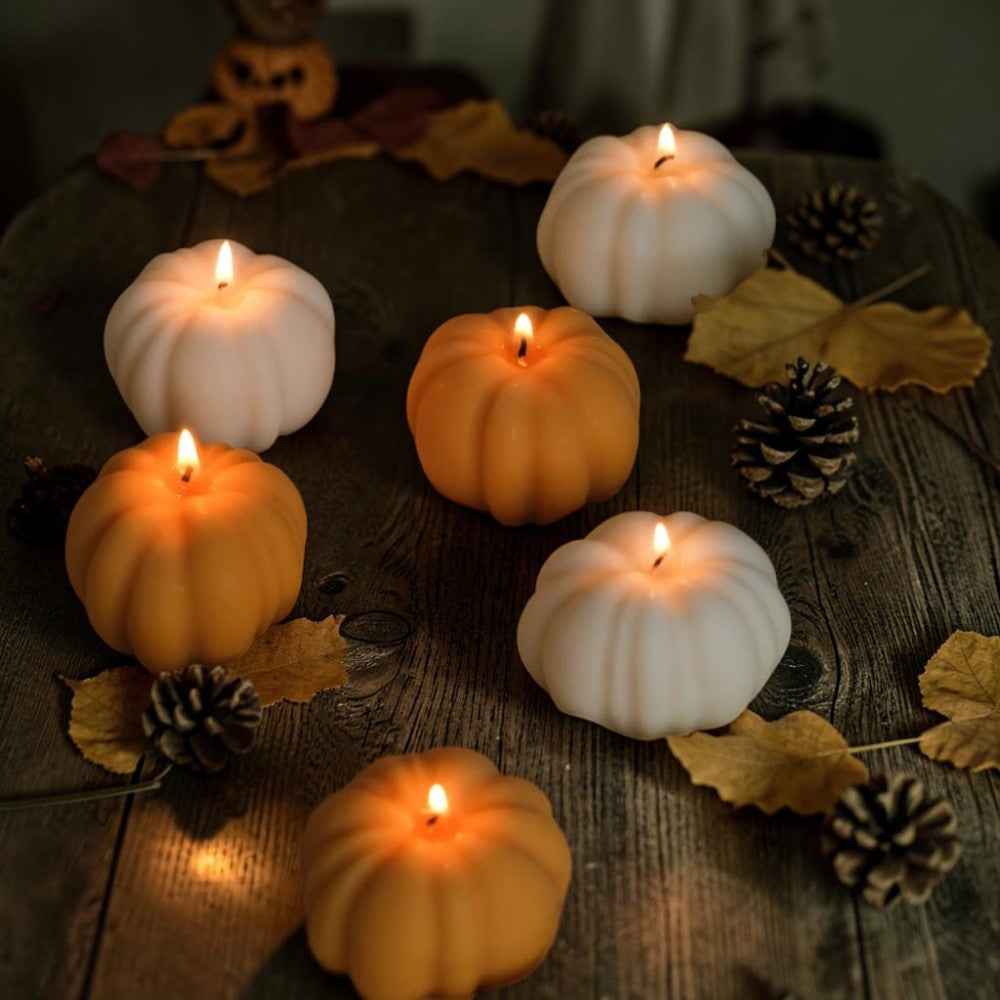 Pumpkin spice scented pumpkin shaped soy candle, view 2