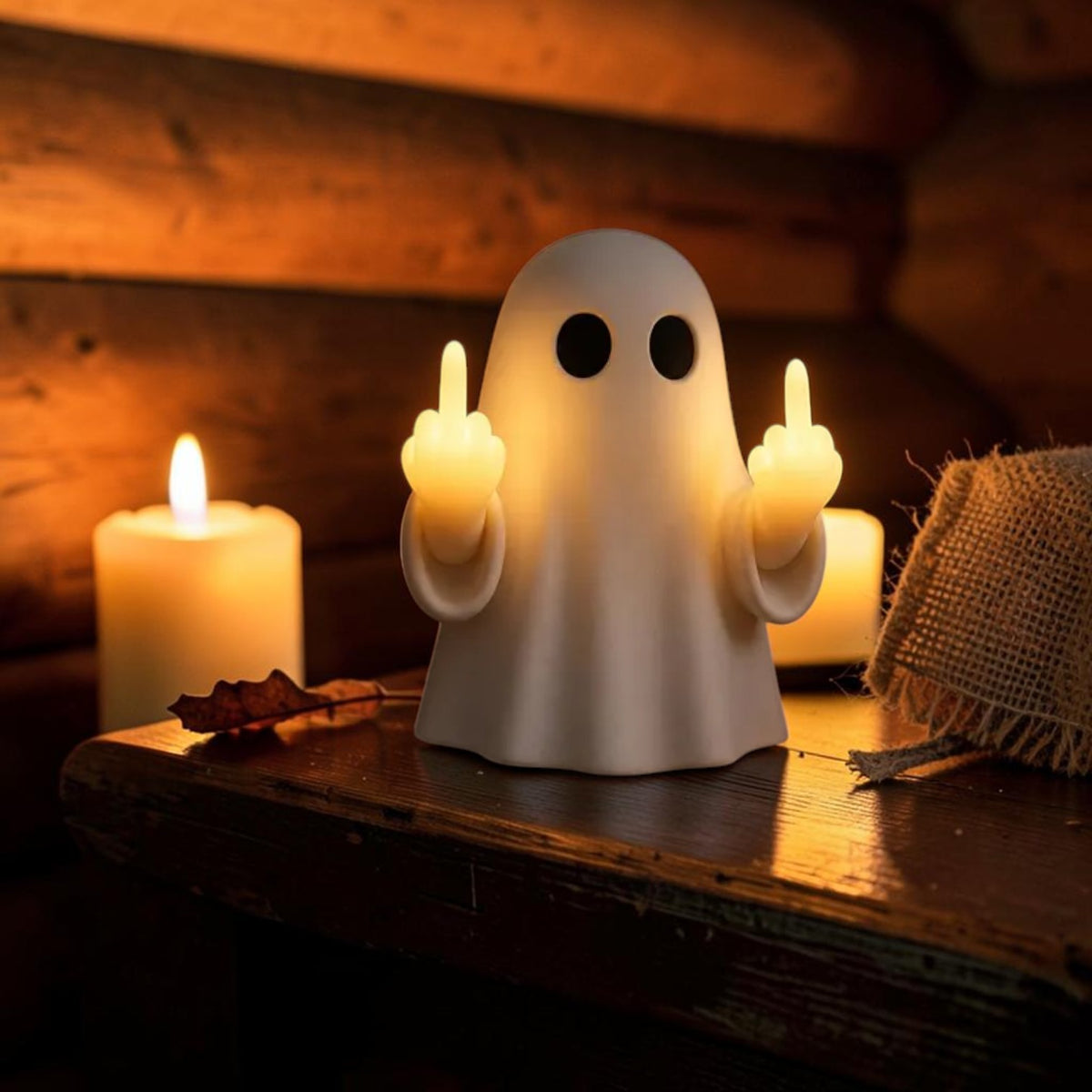 Ghost middle finger LED night light, funny Halloween lamp, view 3