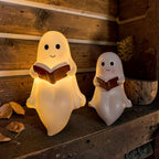LED reading ghost night light on bookshelf, view 3