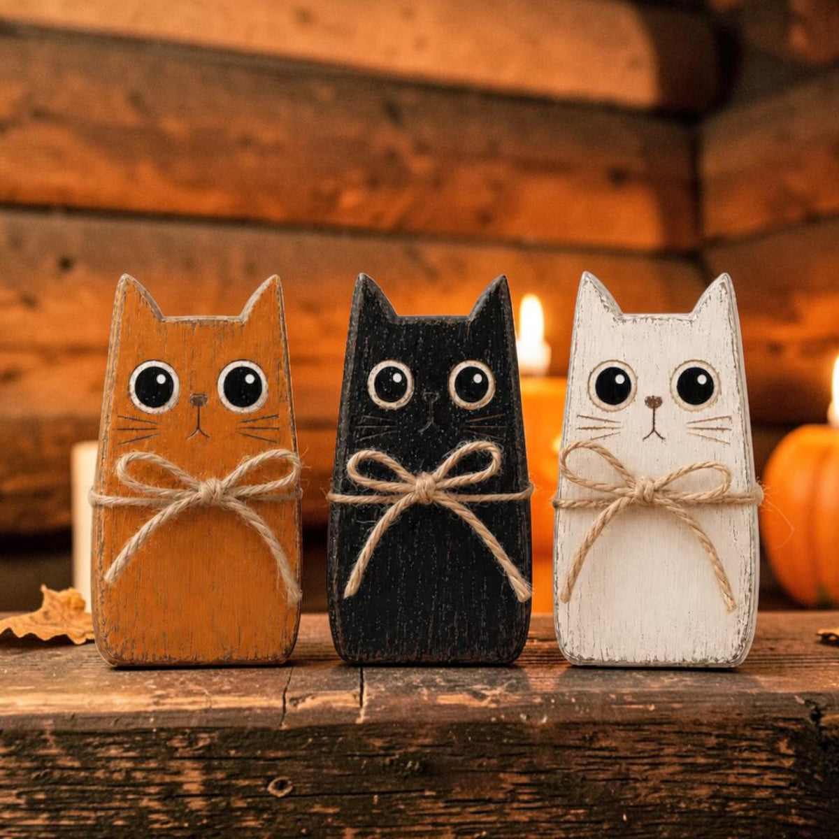 Wooden cat blocks three-piece set for tiered tray, view 4