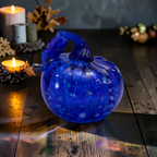 Iridescent glass pumpkin with curly vine, fall centerpiece, view 5