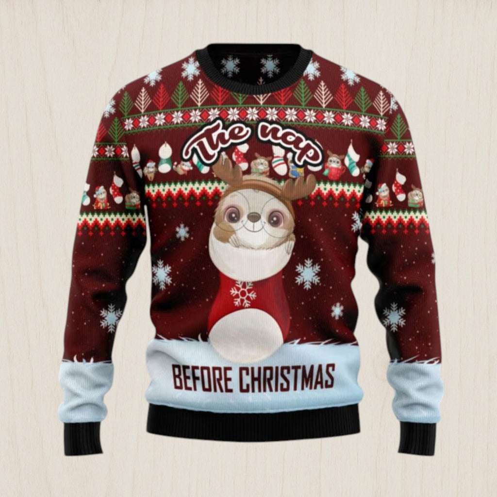 The Nap Before Christmas Sloth Ugly Christmas Sweater