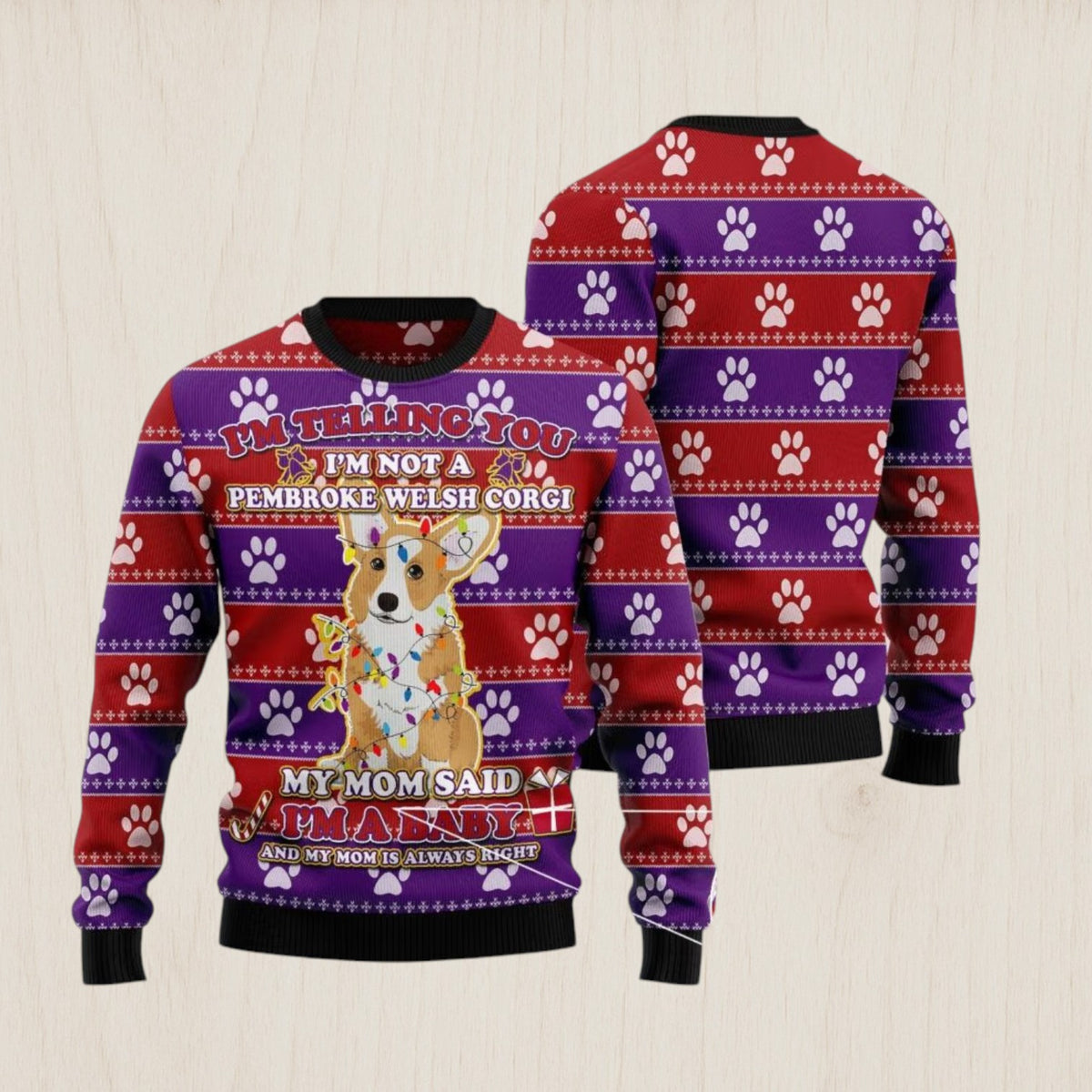 Pembroke Welsh Corgi Baby Christmas Ugly Christmas Sweater