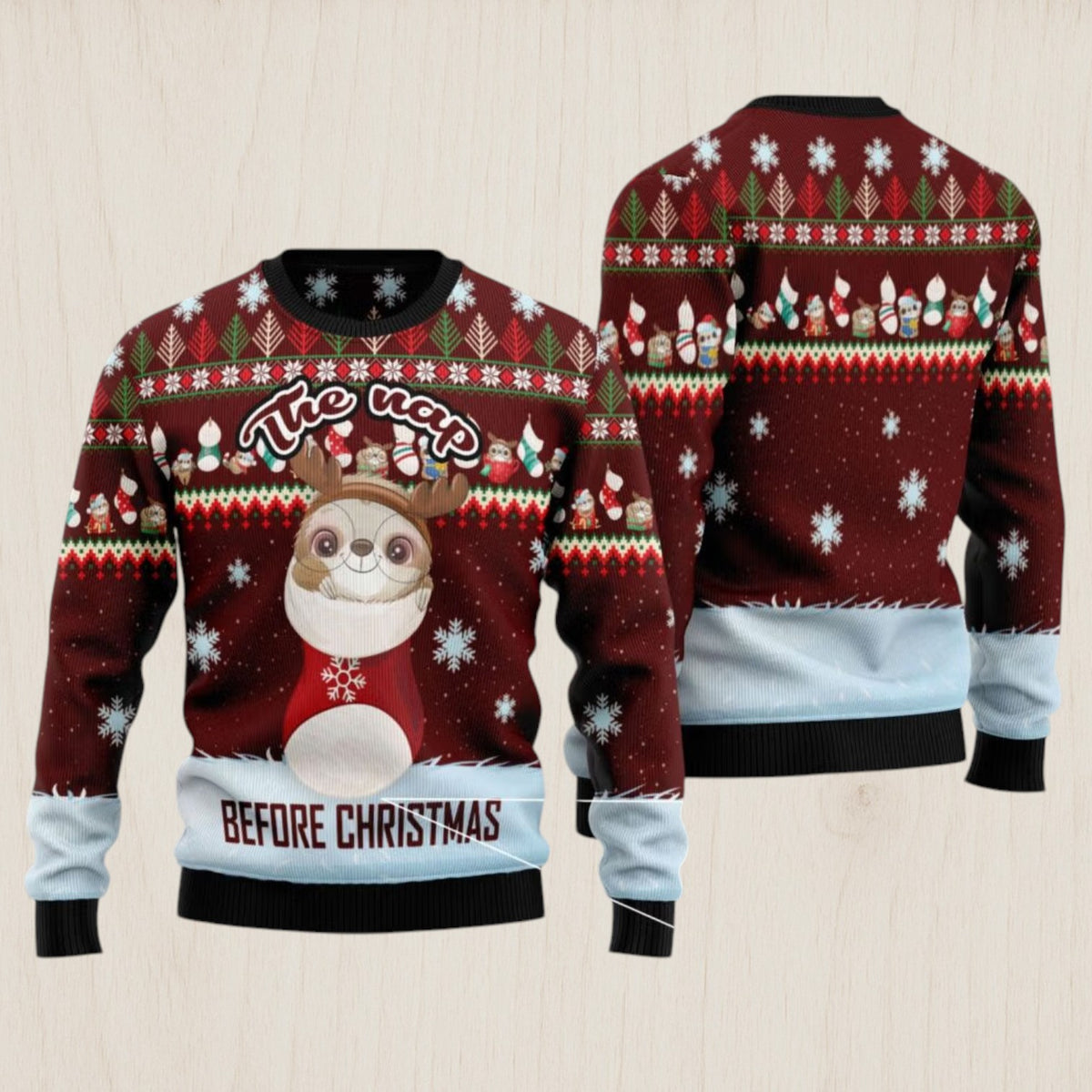 The Nap Before Christmas Sloth Ugly Christmas Sweater