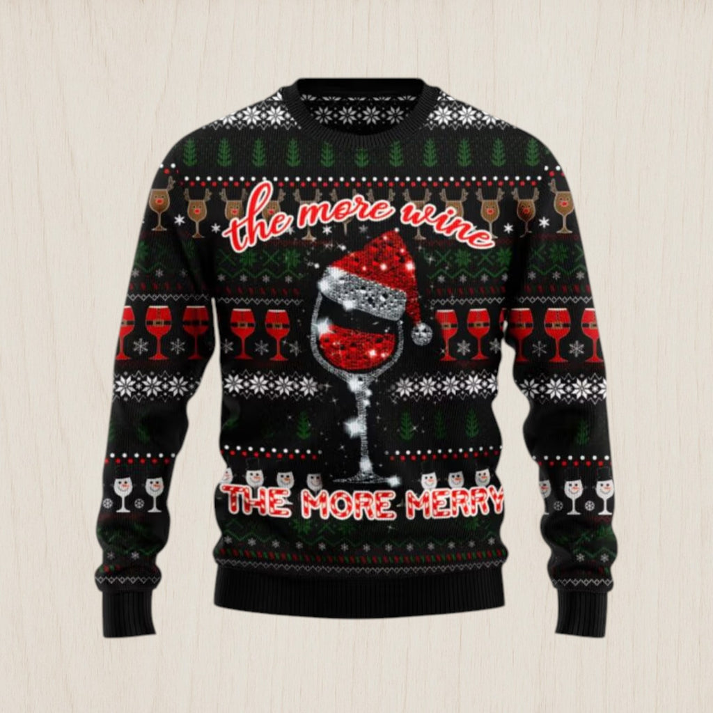 Red Wine More Merry Ugly Christmas Sweater