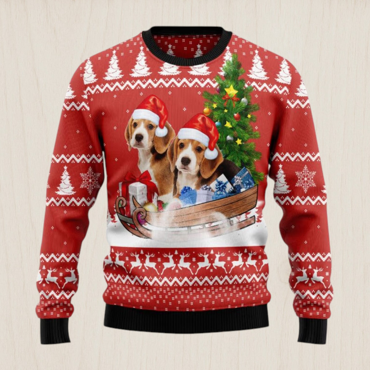 Beagle Dashing Ugly Christmas Sweater