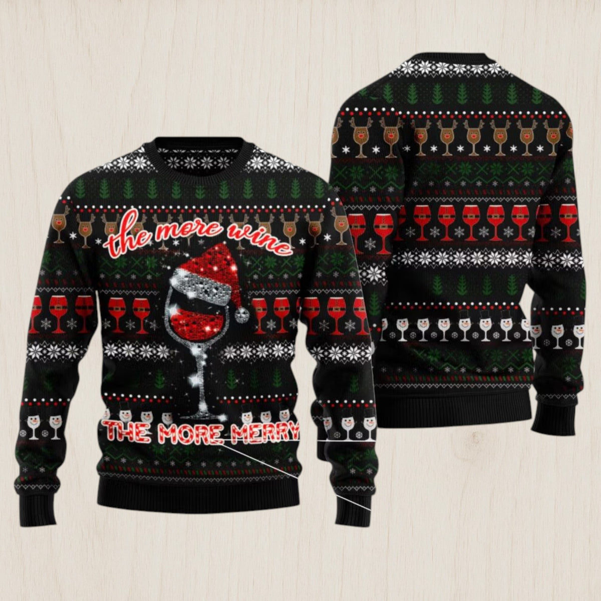 Red Wine More Merry Ugly Christmas Sweater