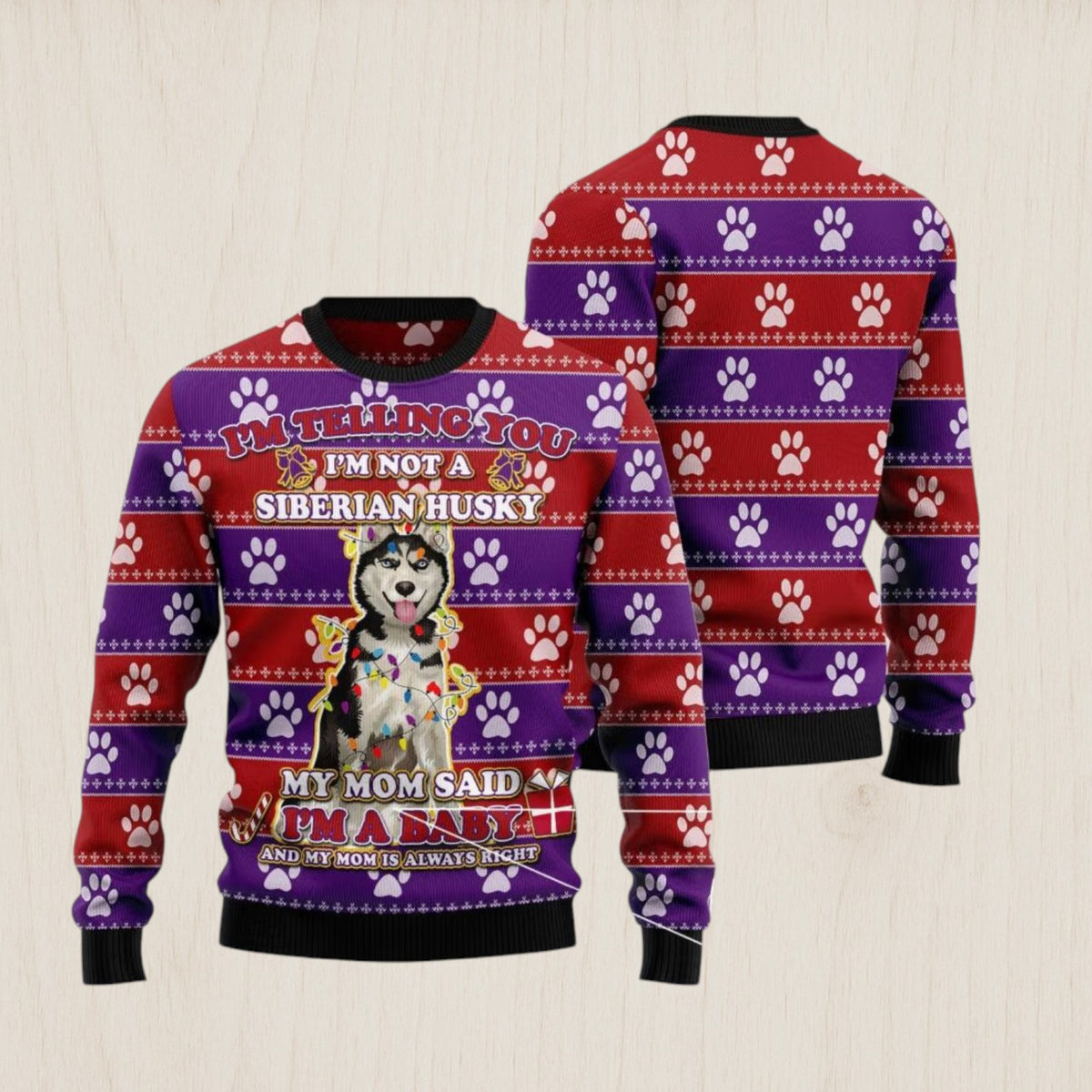 Siberian Husky Baby Christmas Ugly Christmas Sweater