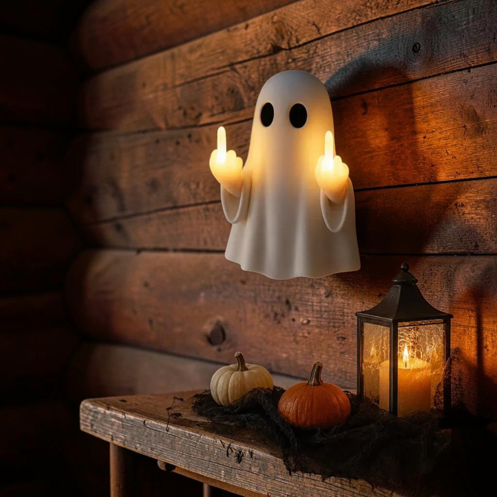 Ghost middle finger LED night light, funny Halloween lamp, view 5