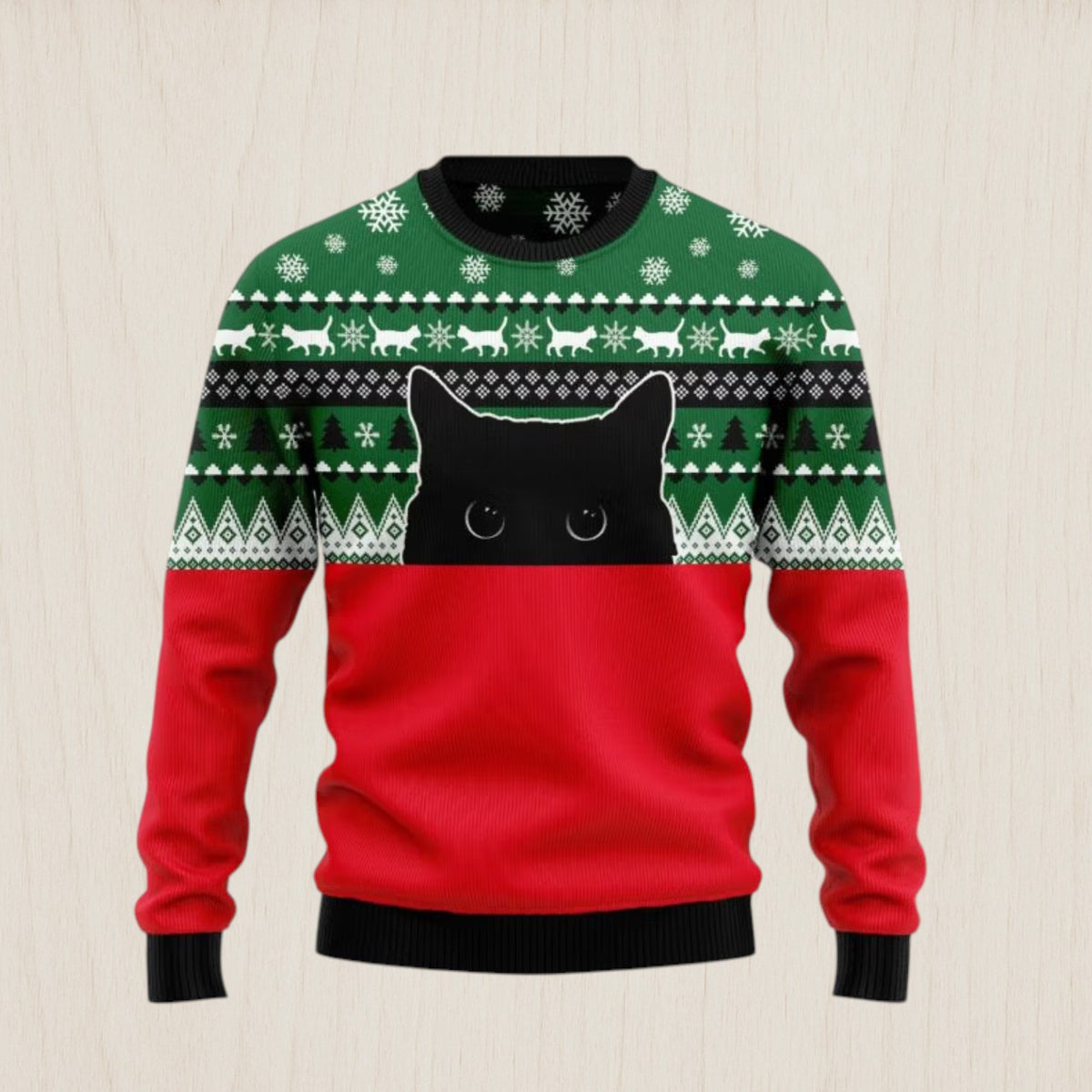 Meow Meow Black Cat Ugly Christmas Sweater