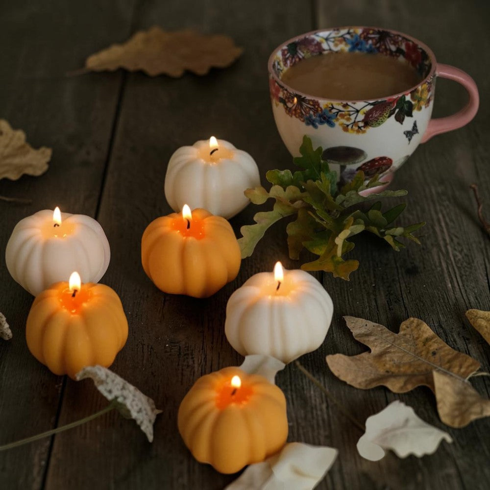 Pumpkin spice scented pumpkin shaped soy candle, view 3