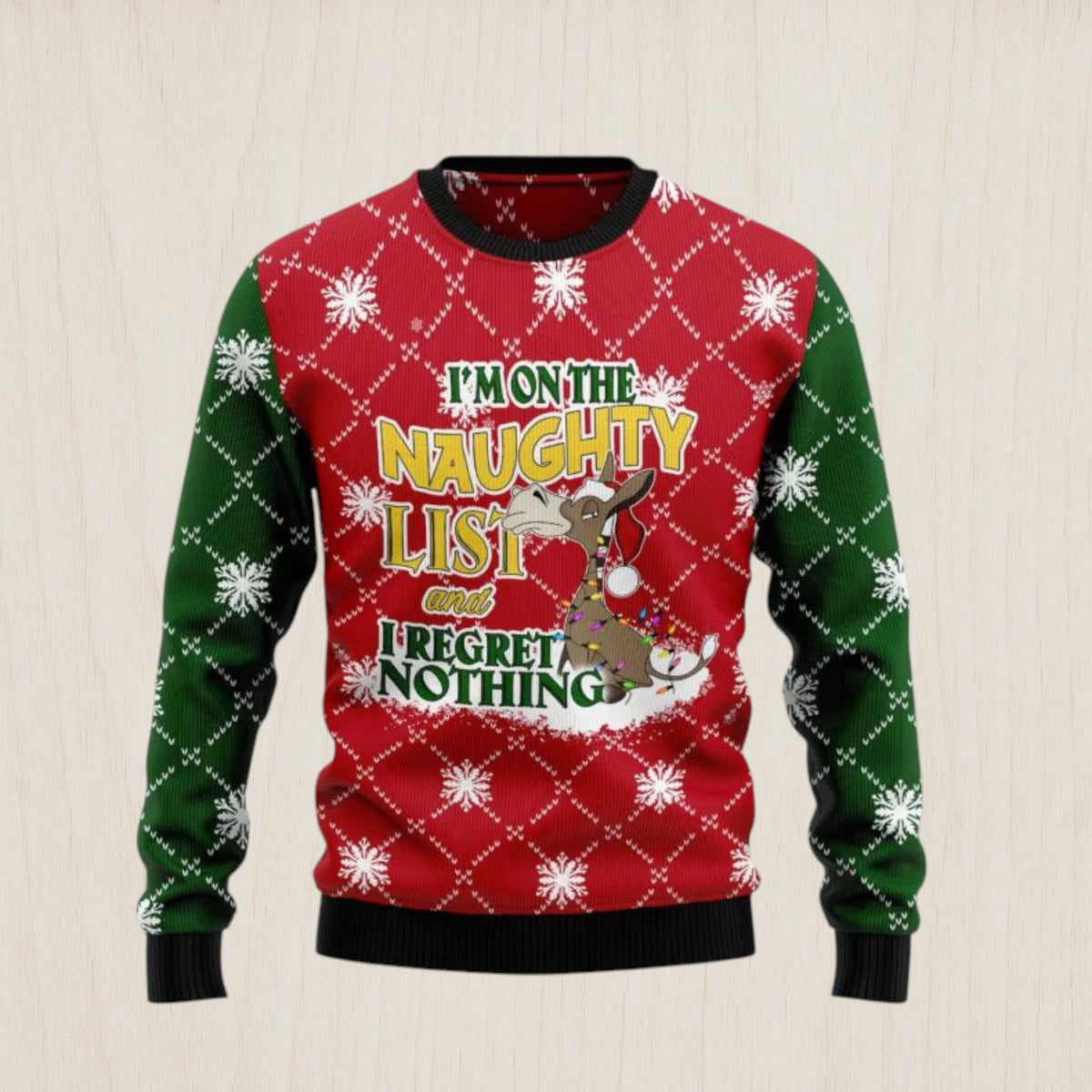 Donkey Naughty List Ugly Christmas Sweater