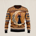 Black Cat Moon And Back Ugly Christmas Sweater