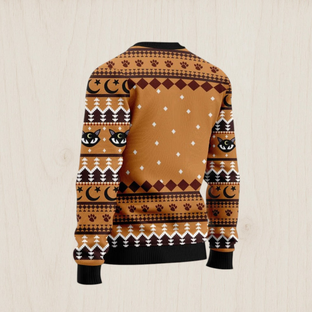 Black Cat Moon And Back Ugly Christmas Sweater