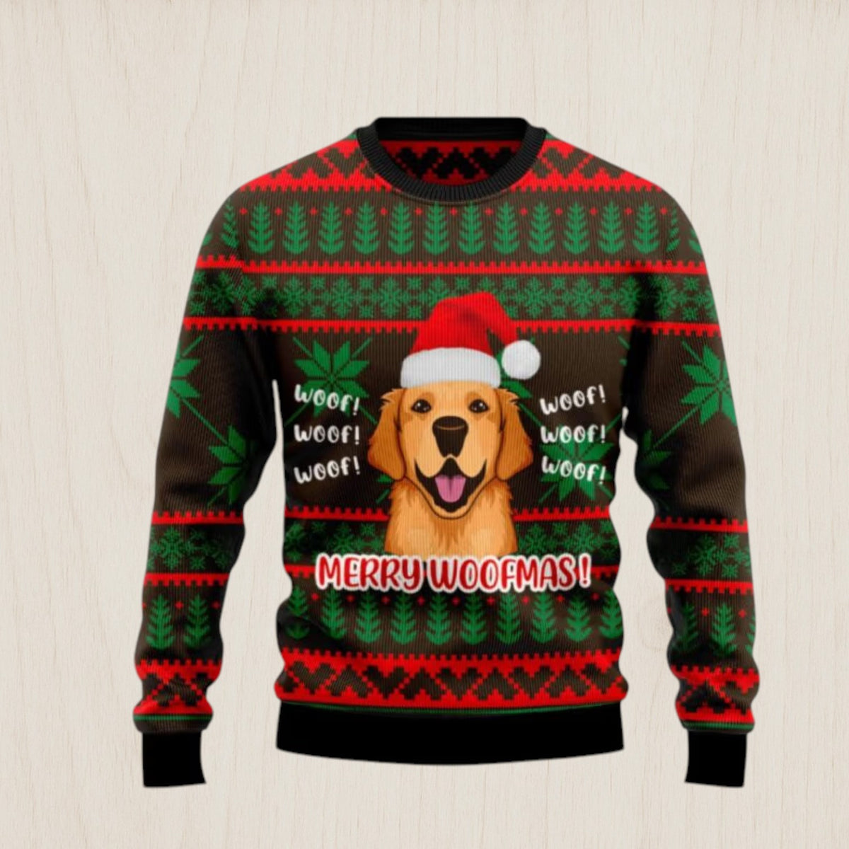 Golden Retriever Woofmas Ugly Christmas Sweater
