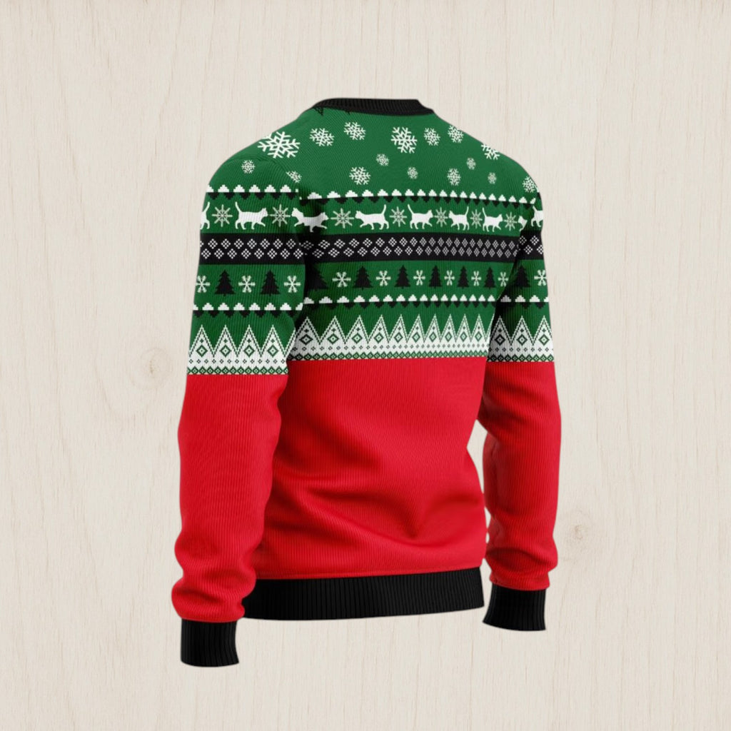 Meow Meow Black Cat Ugly Christmas Sweater