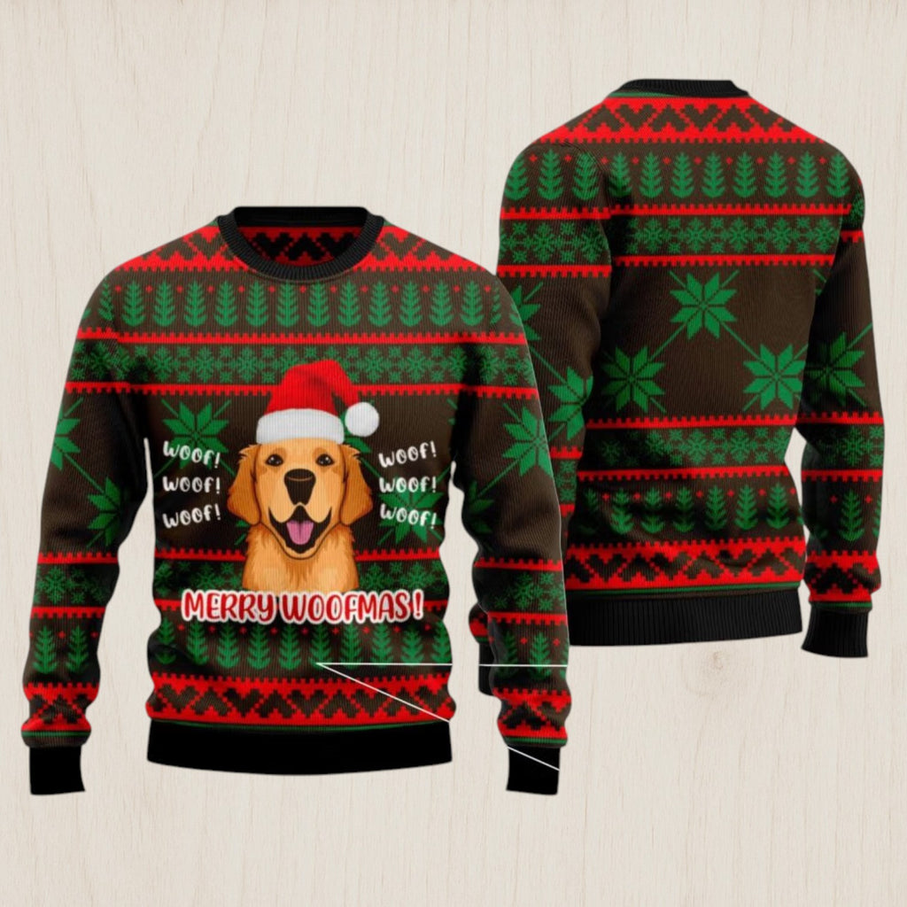 Golden Retriever Woofmas Ugly Christmas Sweater