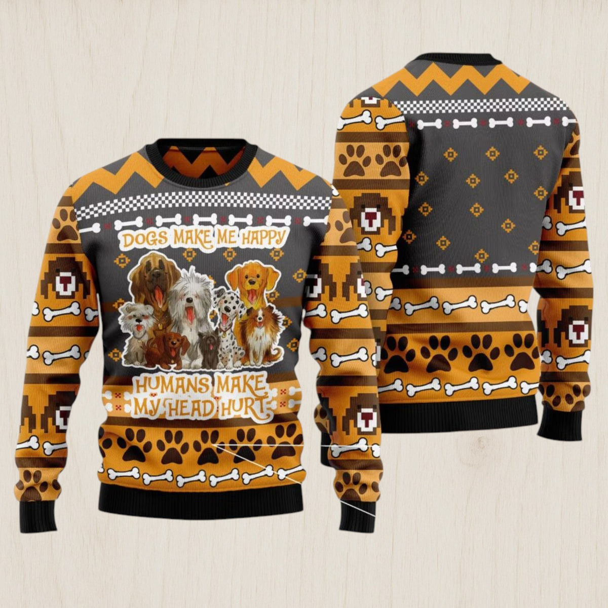 Dogs Make Me Happy Ugly Christmas Sweater