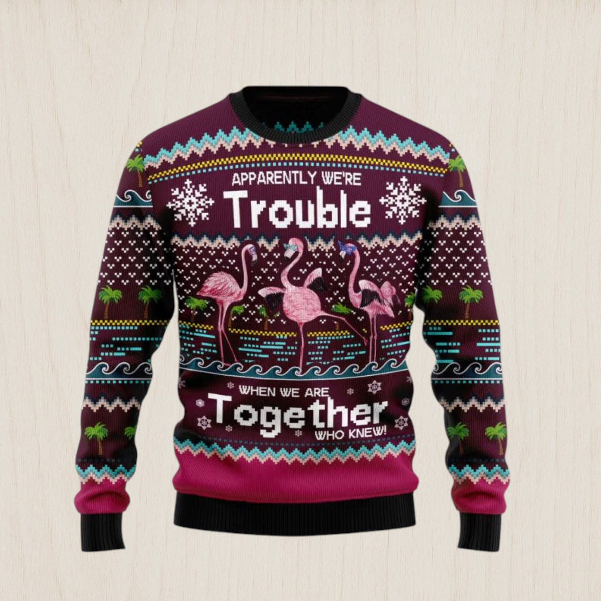 Flamingo Trouble Ugly Christmas Sweater