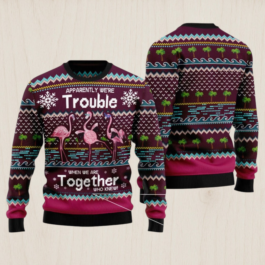 Flamingo Trouble Ugly Christmas Sweater