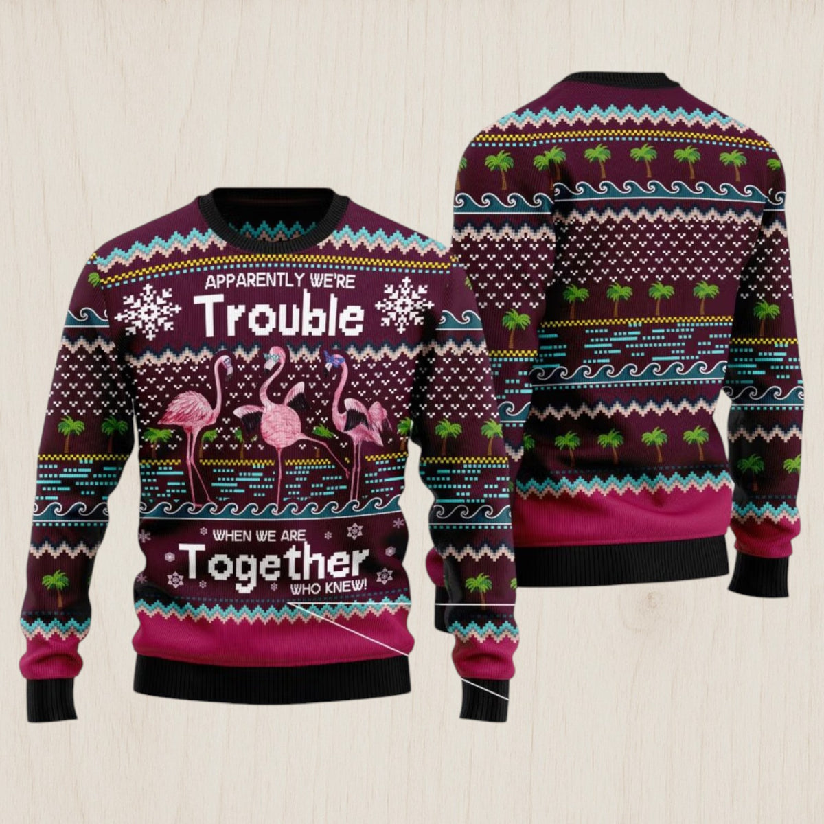 Flamingo Trouble Ugly Christmas Sweater