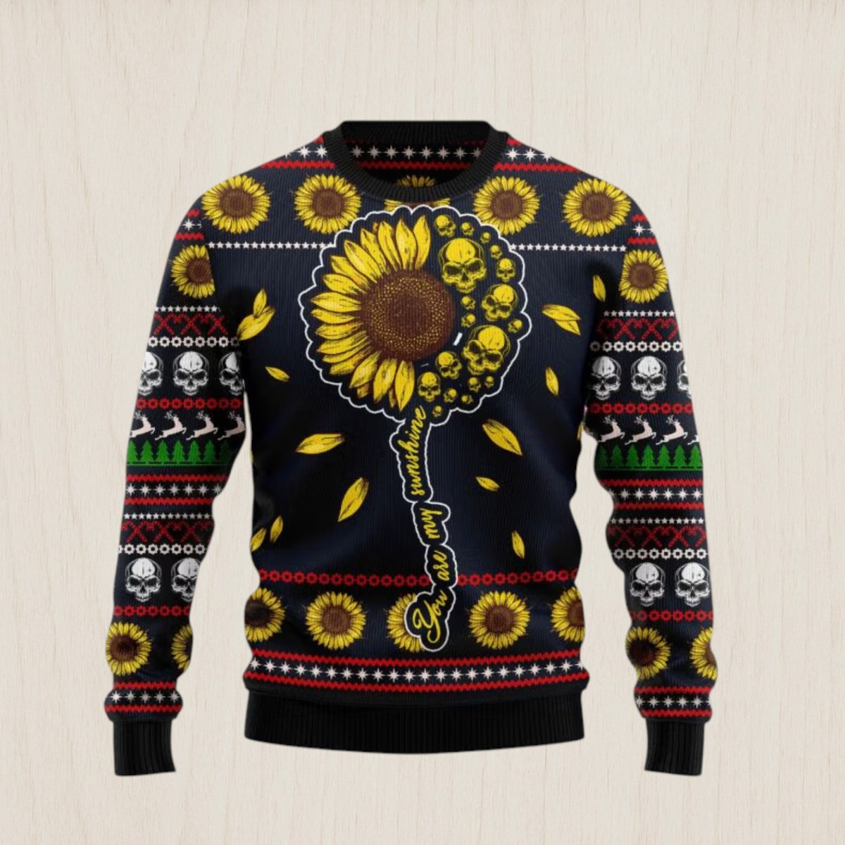Skull Sunflower Ugly Christmas Sweater