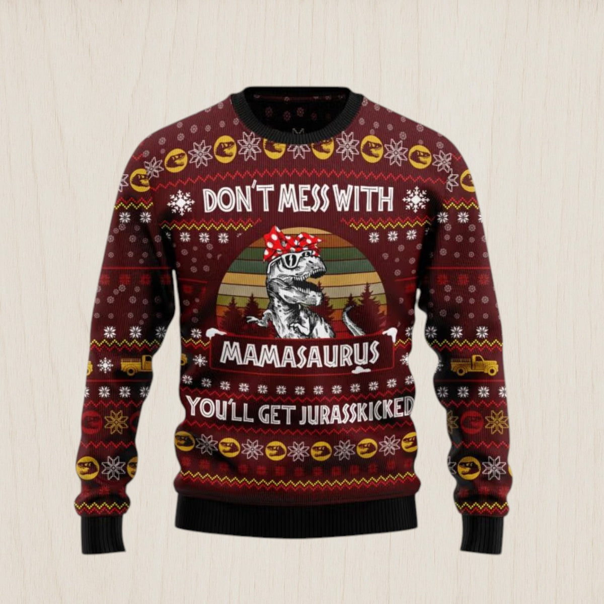 Dinosaur Mom Ugly Christmas Sweater
