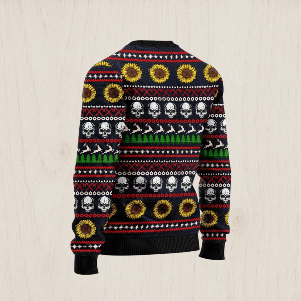 Skull Sunflower Ugly Christmas Sweater