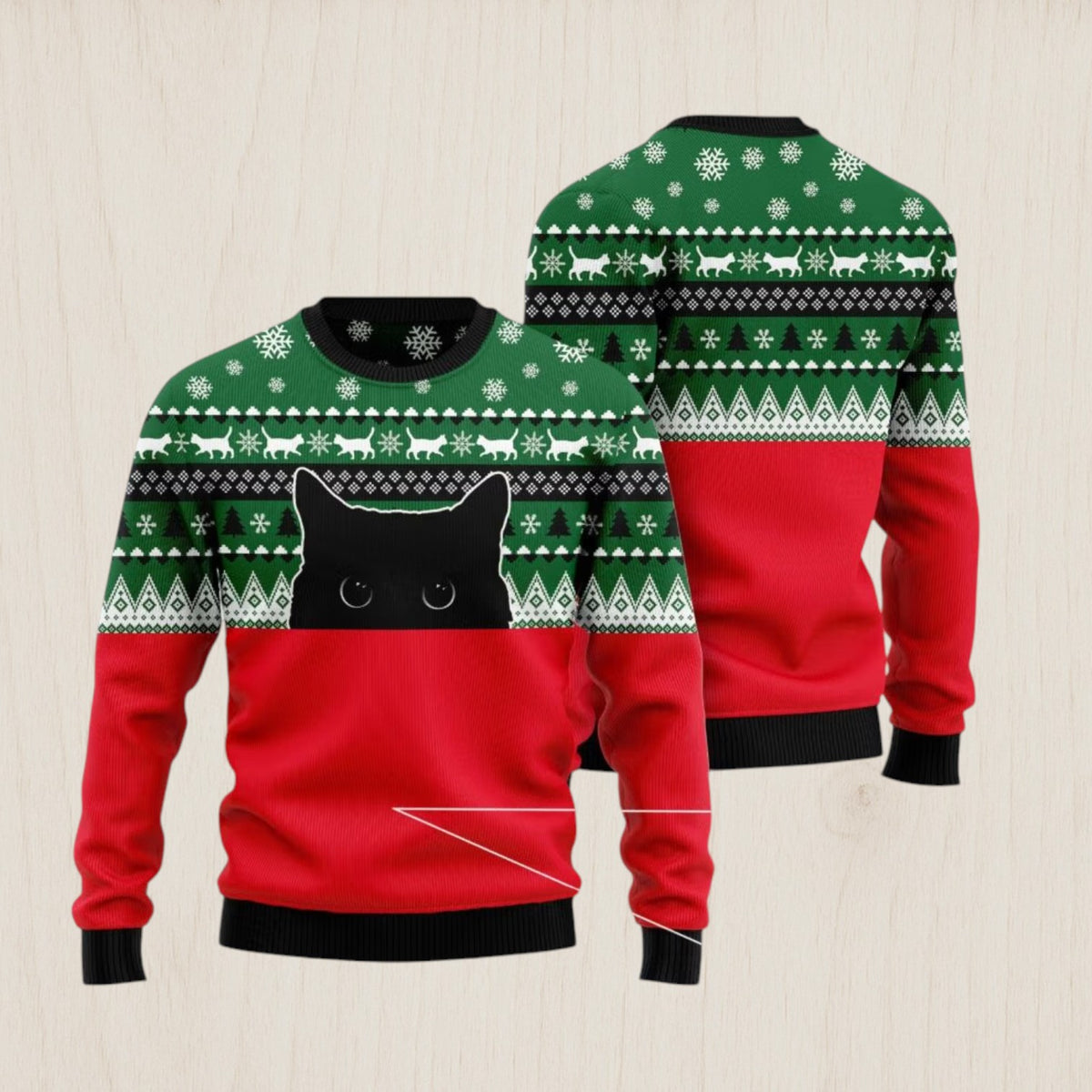 Meow Meow Black Cat Ugly Christmas Sweater
