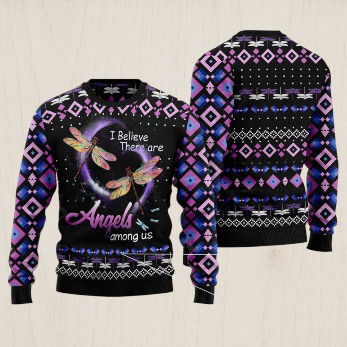 Dragonfly Angels Ugly Christmas Sweater