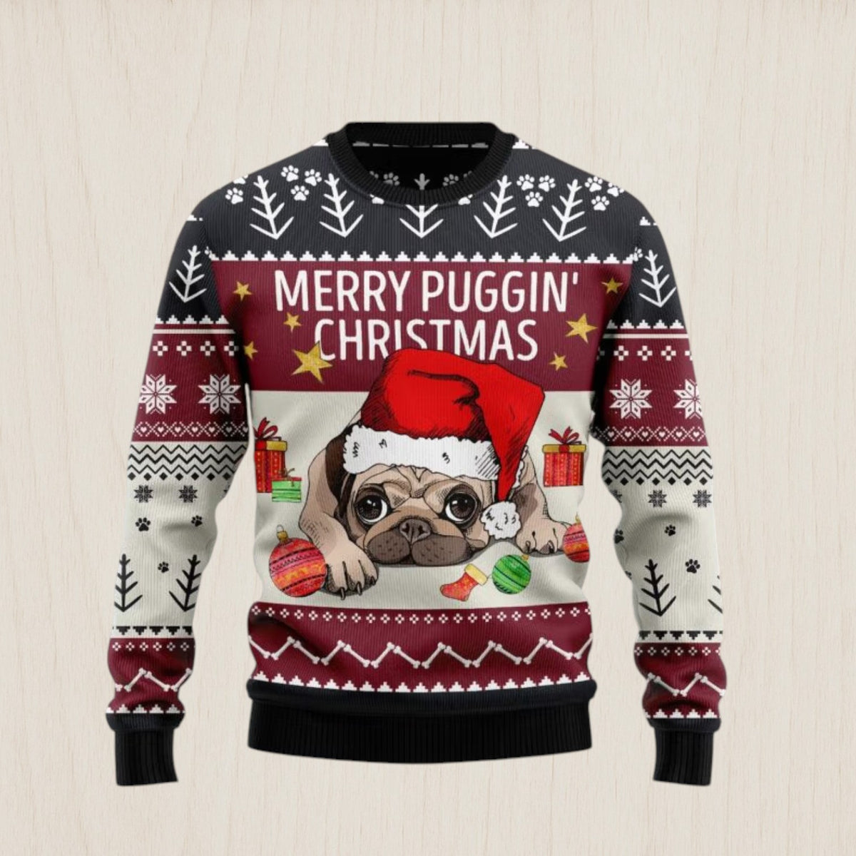 Merry Puggin Christmas Ugly Christmas Sweater
